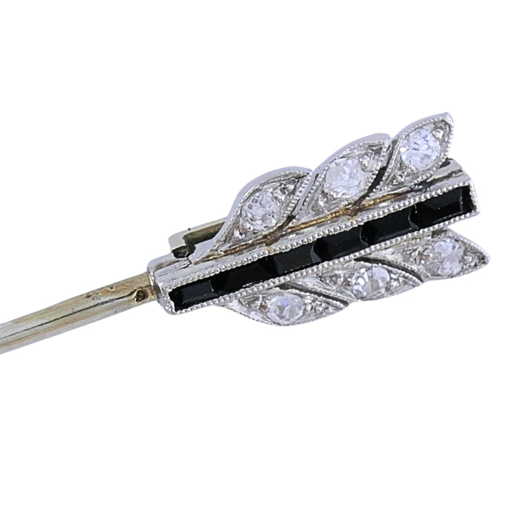 Art Deco 18k Gold Diamond Arrow Jabot Pin