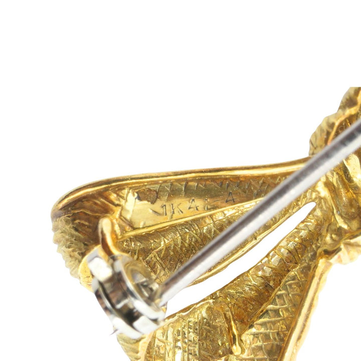 Vintage Van Cleef & Arpels French 18k Yellow Gold Textured Bow Brooch