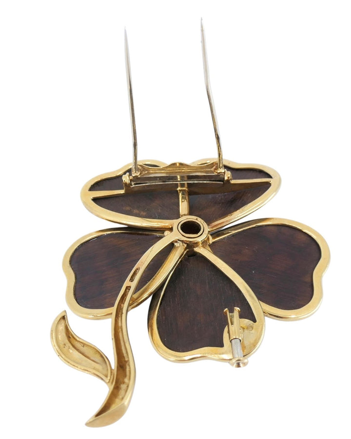 Vintage Van Cleef & Arpels Brooch 18k Gold Wood Clematis Collection