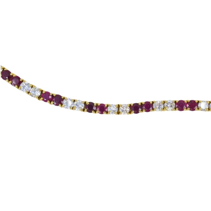 Van Cleef & Arpels Tennis Bracelet 18k Gold Ruby Diamond Vintage Estate Jewelry