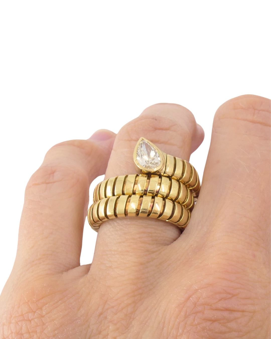 Bvlgari Bulgari Serpenti Tubogas Ring 18k Gold Diamond Size 6.25