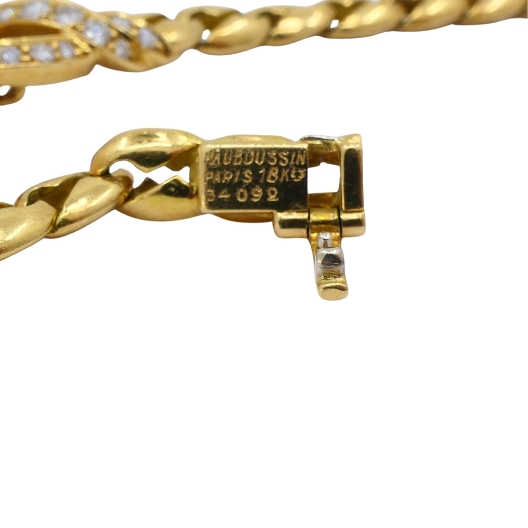 Vintage Boucheron Diamond Necklace 18k Gold Chain France