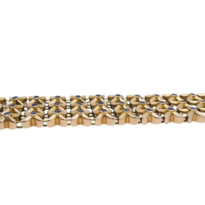 Boucheron 18k Gold Sapphire Wide Mesh Bracelet