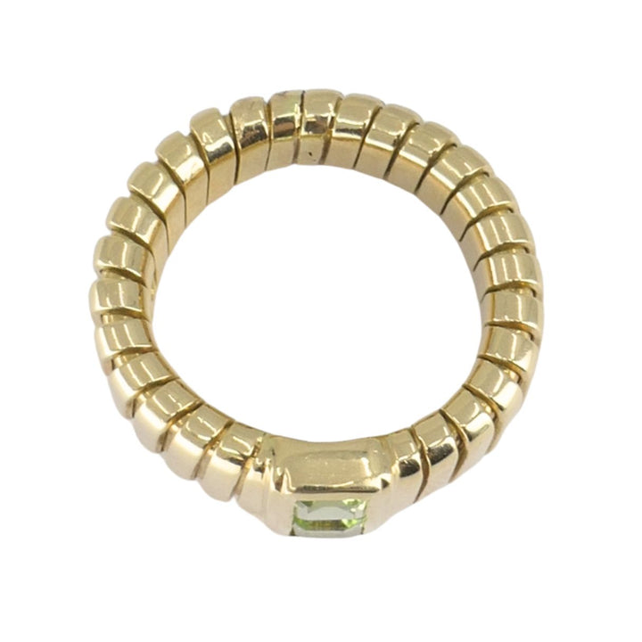 Vintage Bvlgari 18k Gold Tubogas Peridot Ring, circa 1990s