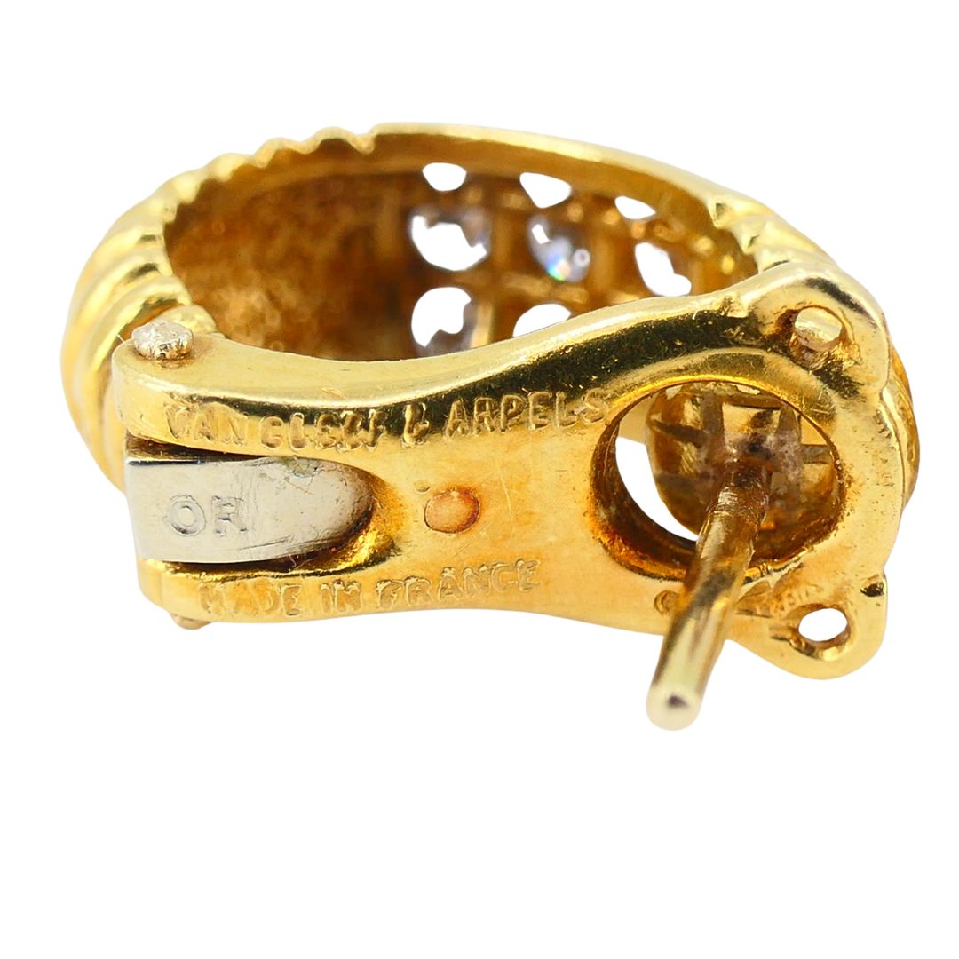 Vintage Van Cleef & Arpels 18k Gold Diamond Huggie Earrings