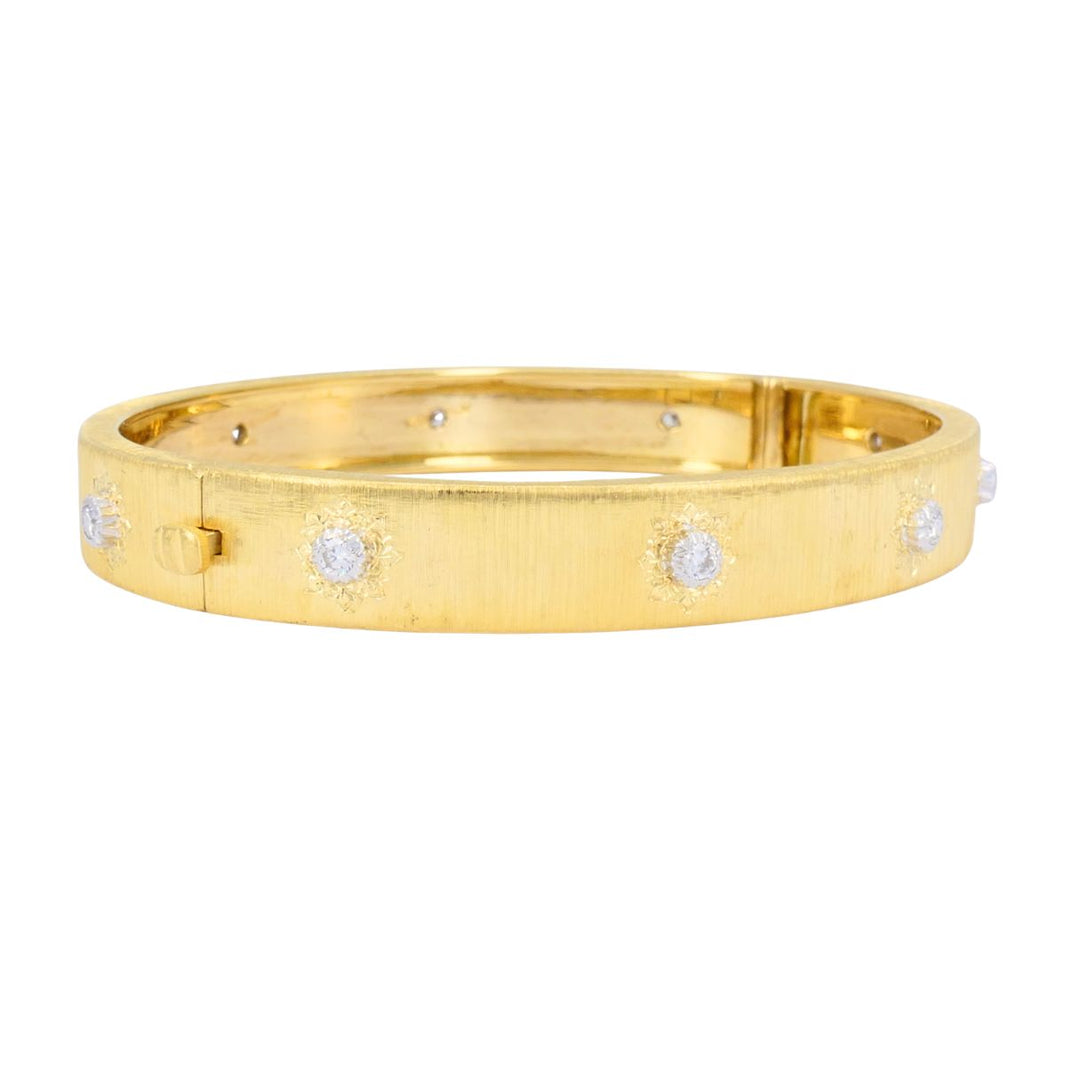 Vintage Buccellati 18k Gold Diamond Bangle Bracelet