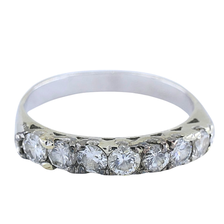 Vintage 12k Gold Diamond Ring Seven-Stone Band
