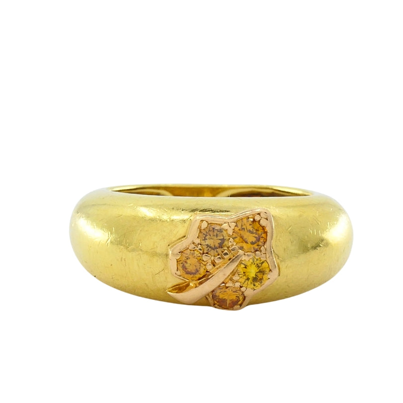 Van Cleef & Arpels 18k Gold Diamond Leaf Motif Ring