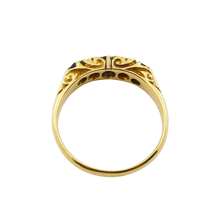 Antique Victorian 18K Gold Sapphire Diamond Ring
