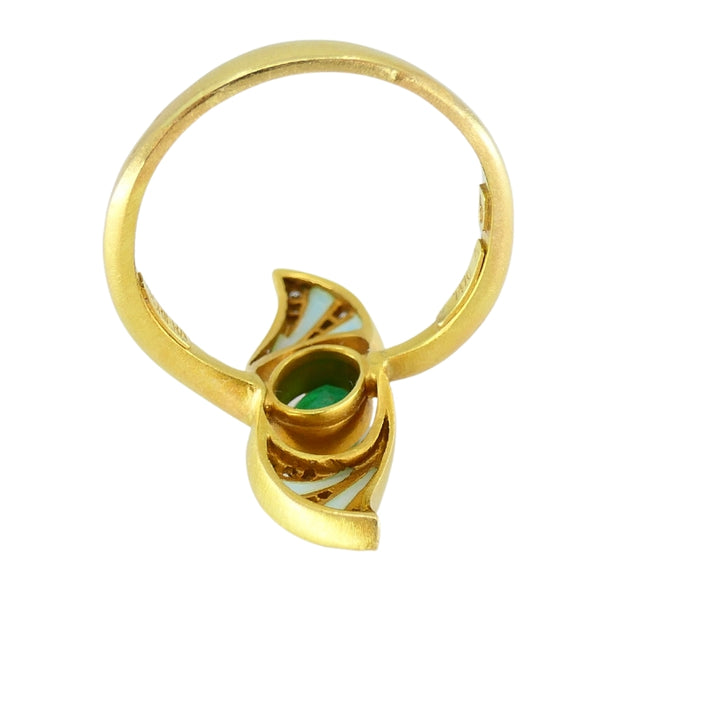 Masriera Art Nouveau Revival Ring Gold Enamel Gemstones