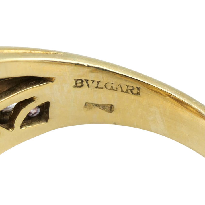 Vintage Bvlgari 18k Gold Diamond Mother of Pearl Ring