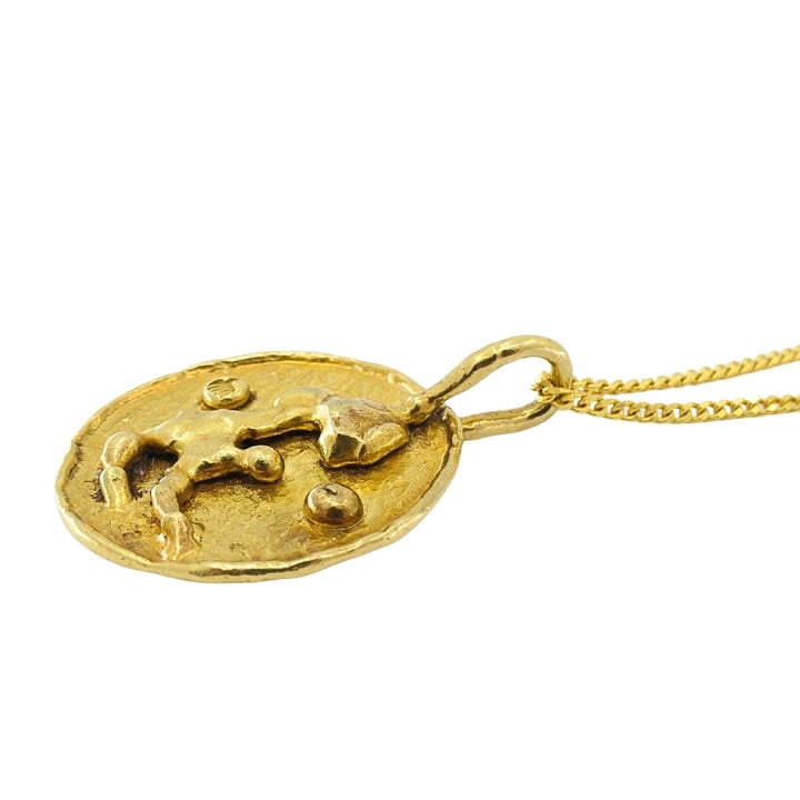 Jean Mahie 22k Gold Sculptural Abstract Pendant, 22k Chain (unbranded) Necklace