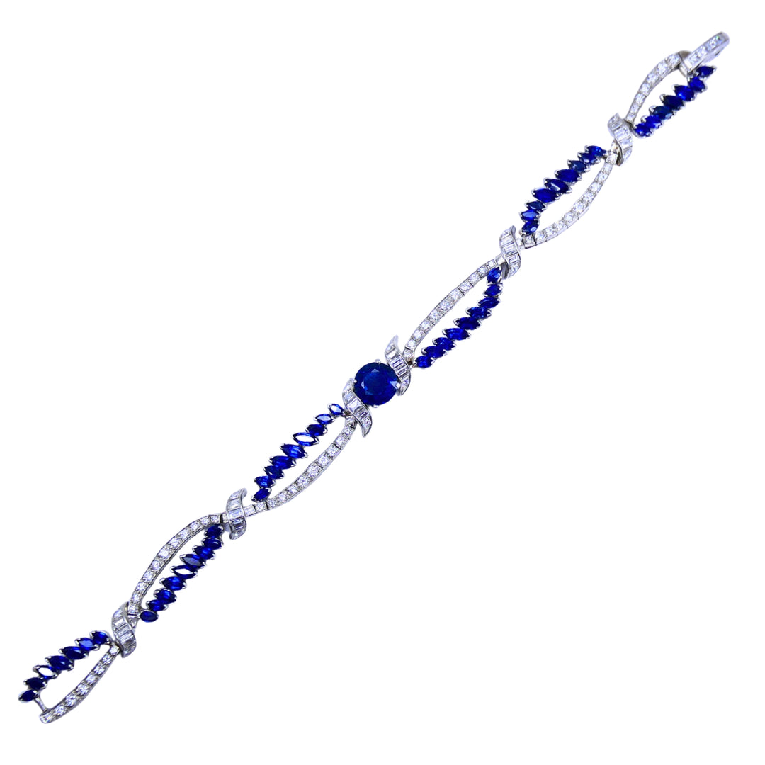 Oscar Heyman Platinum Sapphire Diamond Bracelet Certificate of Authenticity