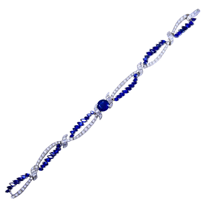 Oscar Heyman Platinum Sapphire Diamond Bracelet Certificate of Authenticity