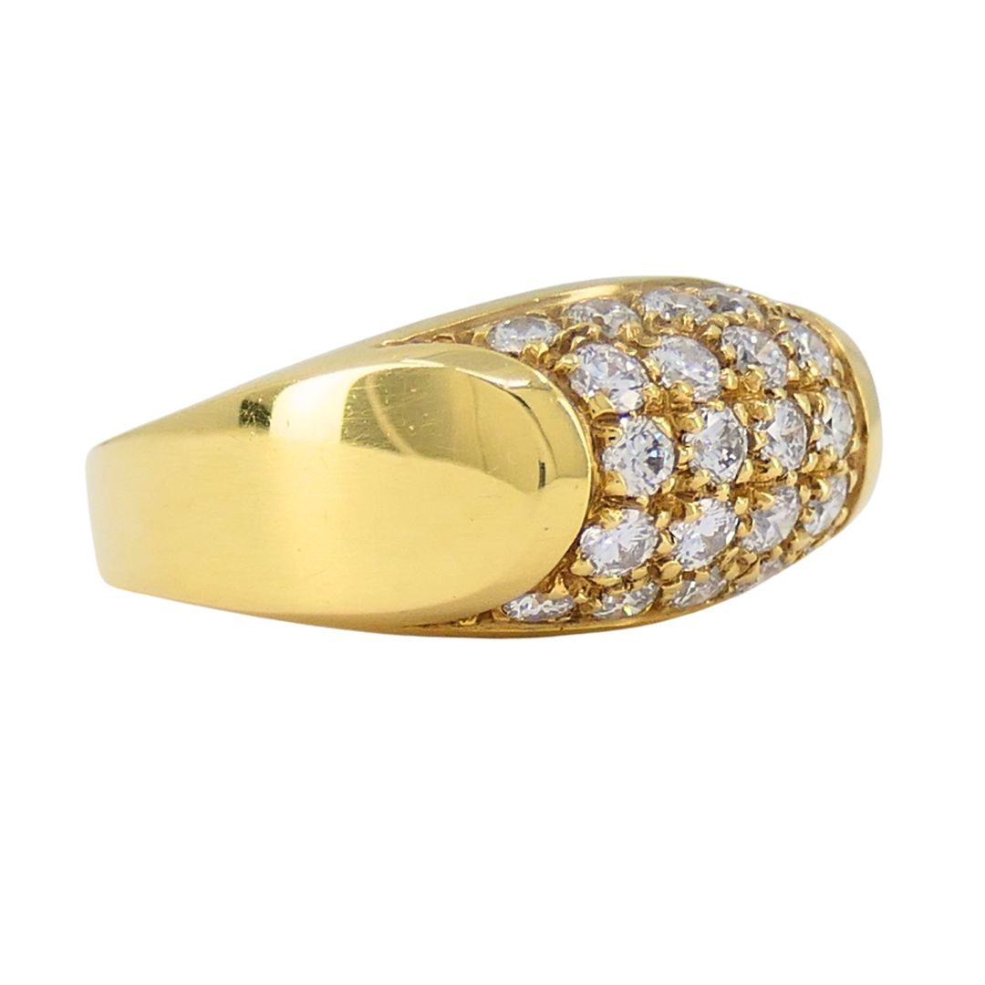 Vintage Bvlgari 18k Gold Diamond Tronchetto Ring