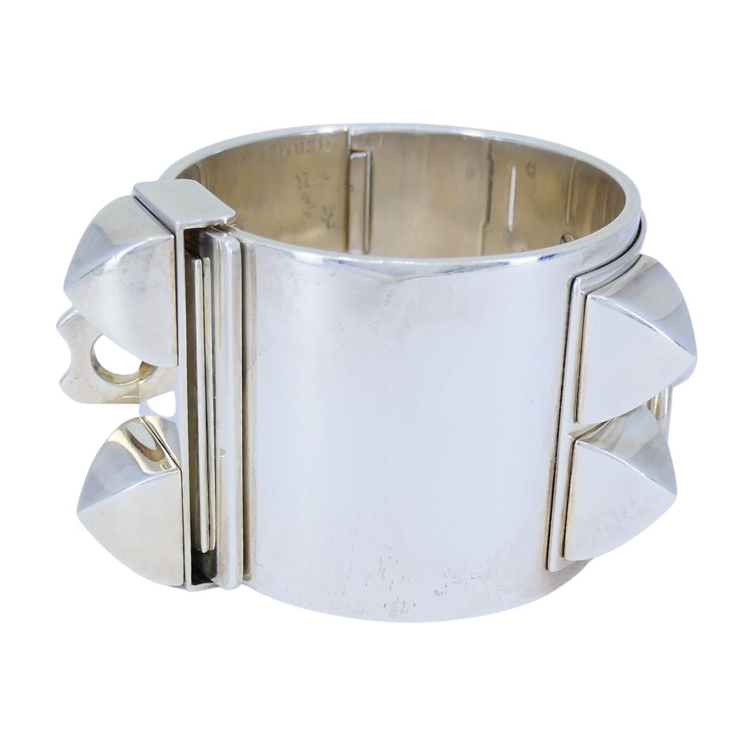 Hermès Sterling Silver Collier de Chien Cuff Bracelet