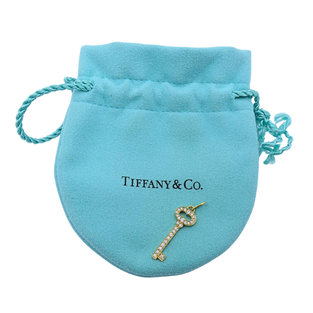 Tiffany & Co. 18k Yellow Gold Diamond Key Pendant
