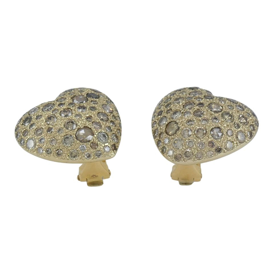Pomellato Sabbia 18k Gold Diamond Heart Clip Earrings