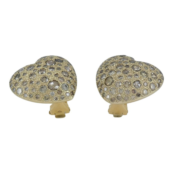Pomellato Sabbia 18k Gold Diamond Heart Clip Earrings