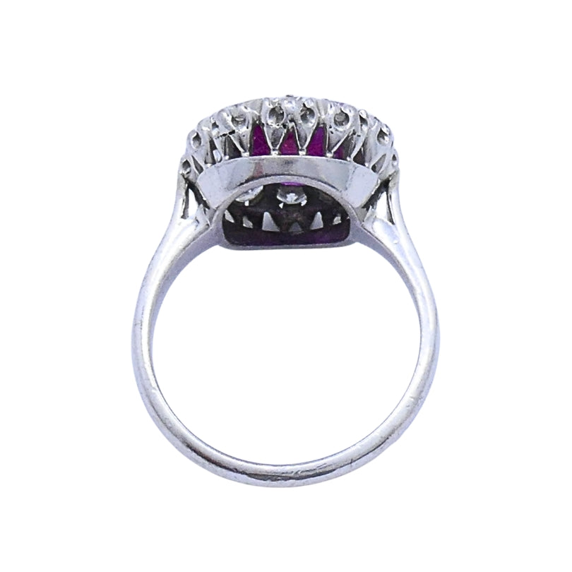 Vintage Ruby Diamond Cluster Ring 14k Gold