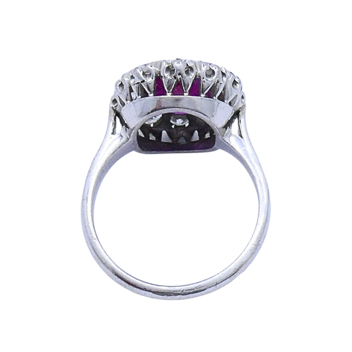 Vintage Ruby Diamond Cluster Ring 14k Gold