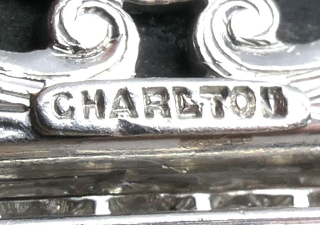 Art Deco Platinum Diamond & Onyx Double Clip Brooch Charlton & Co.