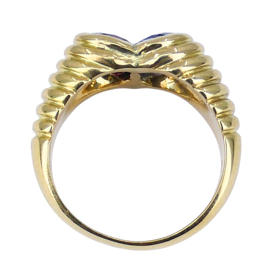 Vintage Bvlgari 18k Gold Gemstones Heart Ring