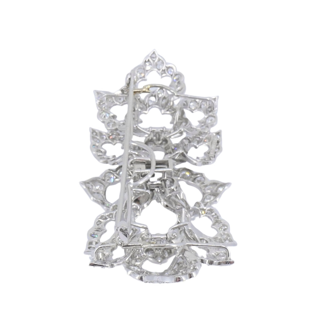 David Webb Diamond Platinum Brooch Floral Design