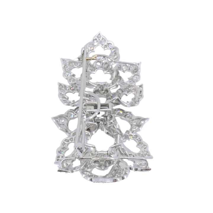 David Webb Diamond Platinum Brooch Floral Design