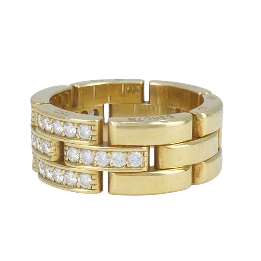 Cartier 18k Gold Diamond Triple Row Maillon Panthere Ring
