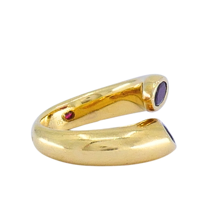 Cartier 18k Gold Ruby Ellipse Bypass Band Ring, 1995