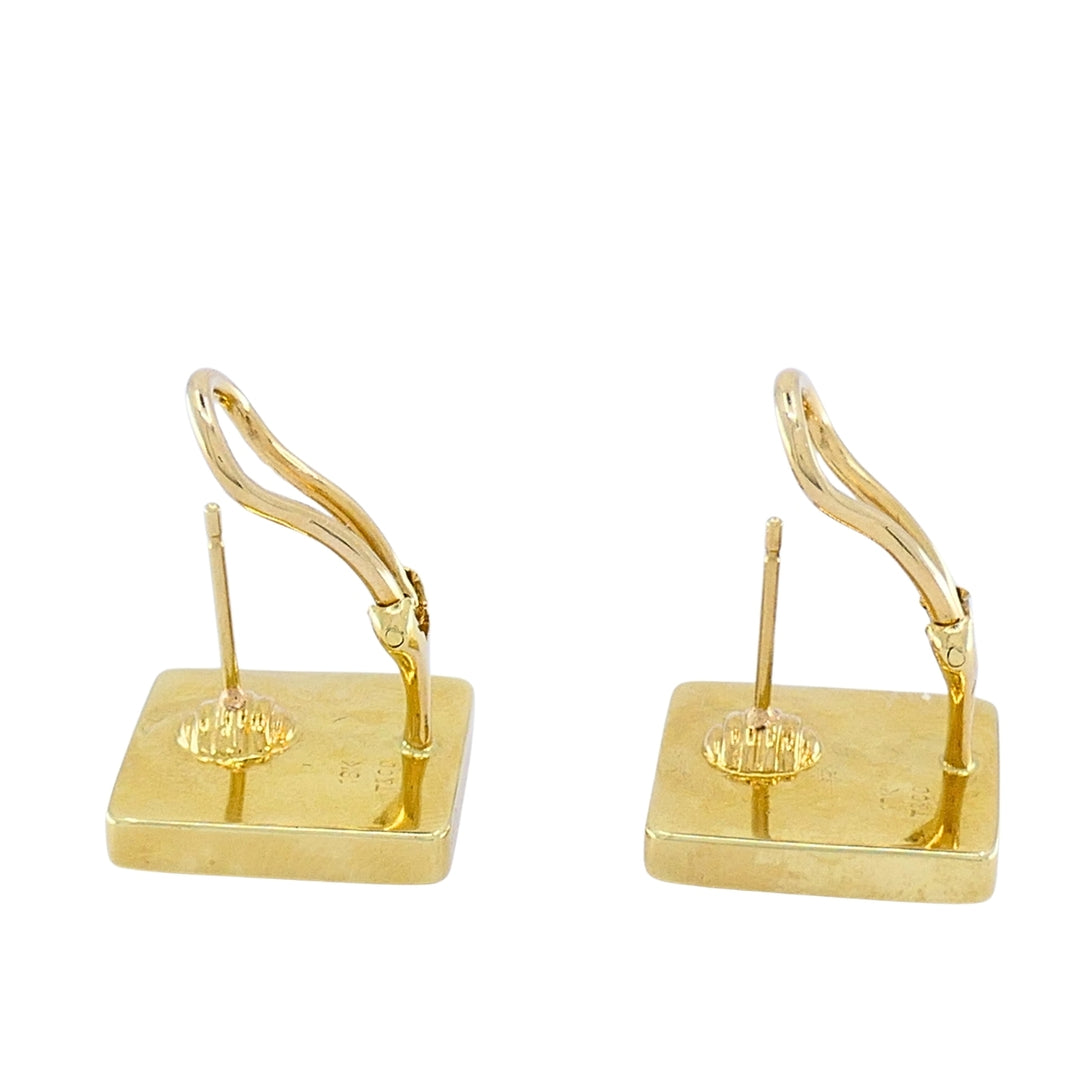 Tiffany & Co. Vintage 18k Gold Dice Earrings Onyx & Mother-of-Pearl Inlay
