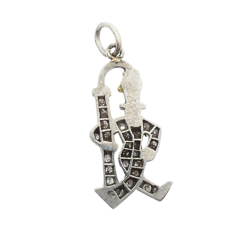 Platinum Diamond Walking Gentleman Charm Pearl Head