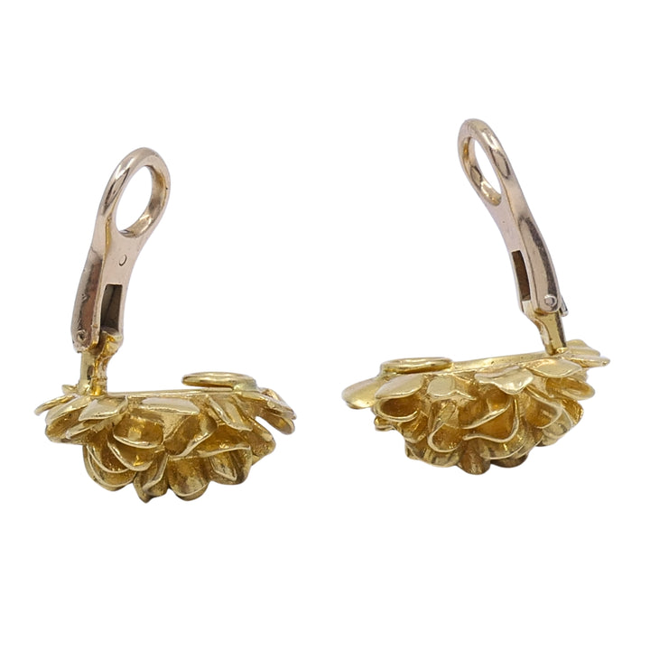 Vintage Kutchinsky 18k Gold Floral Cluster Clip-On Earrings, London