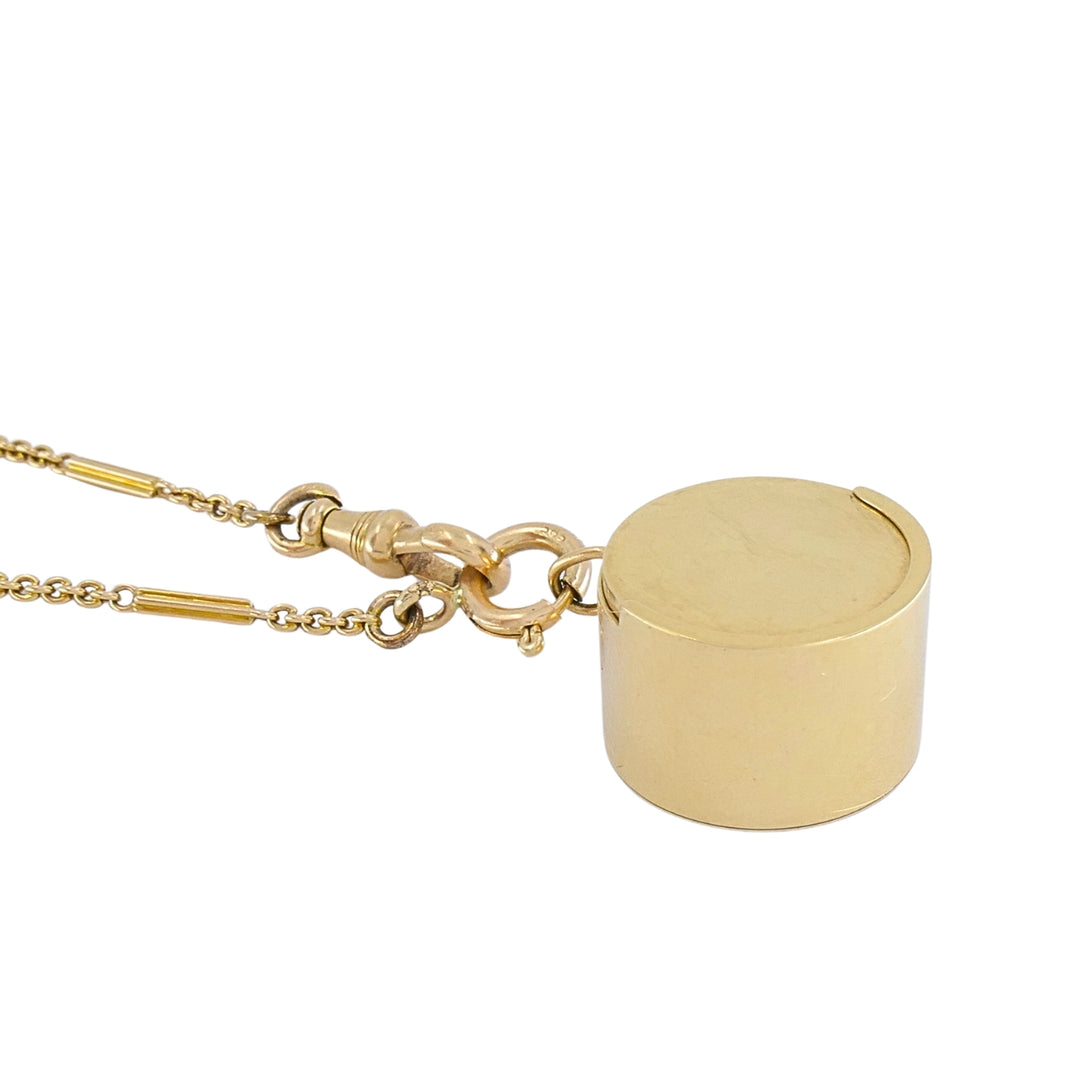 14k Gold Coin Holder Pendant 14k Bar Link Chain Necklace