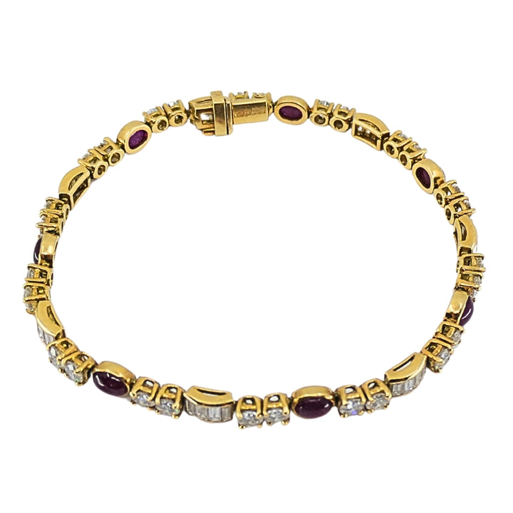 Boucheron Diamond Ruby 18k Gold Tennis Bracelet