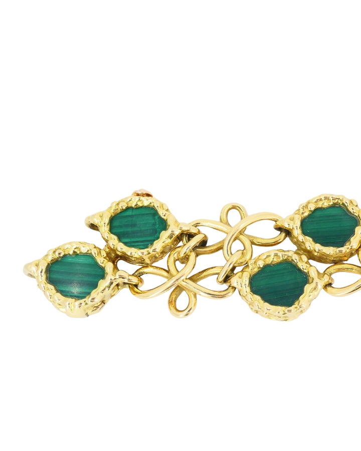 Vintage Malachite Bracelet Attributed to Mauboussin Paris 18k Gold