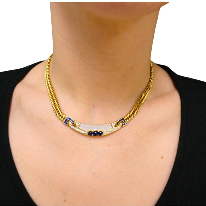 Mauboussin Necklace Carved Mother of Pearl Gemstones 18k Gold