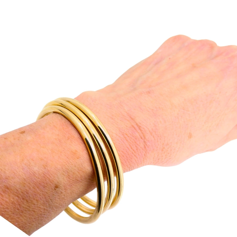 Vintage Cartier Set of Three Bangle Bracelets 14k Gold Estate Jewelry
