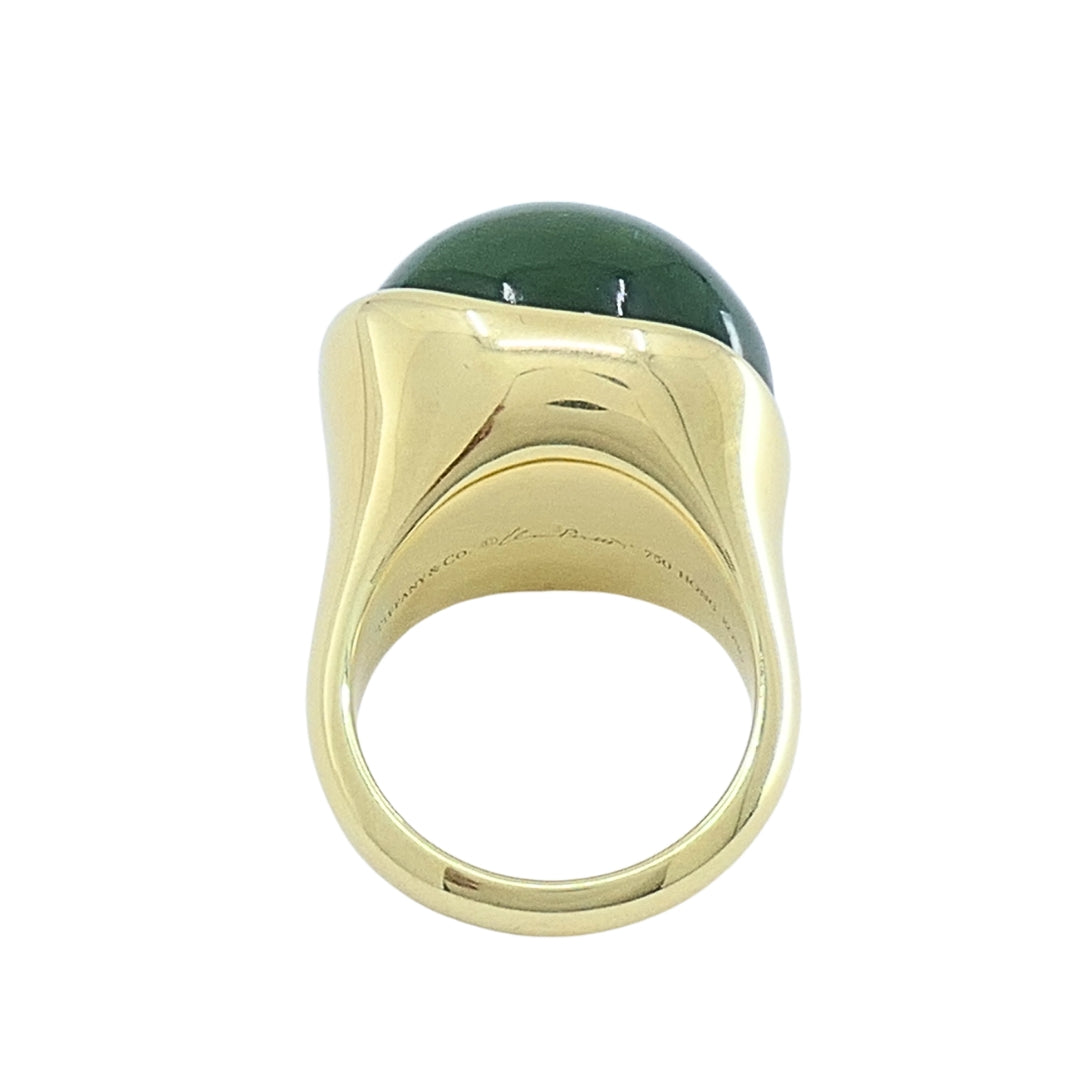 Tiffany & Co. Elsa Peretti 18k Gold Jade Cabochon Dome Ring