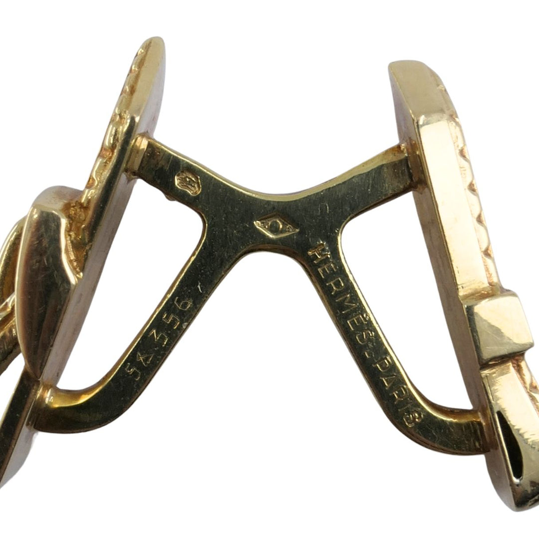 Vintage Hermès Paris 18k Gold Equestrian Cufflinks Horsebit Stirrup Belt Buckle