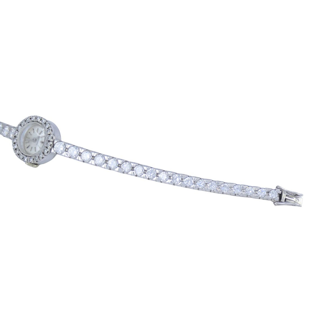 Vintage Longines Swiss 18k White Gold Diamond Lady's Wrist Watch