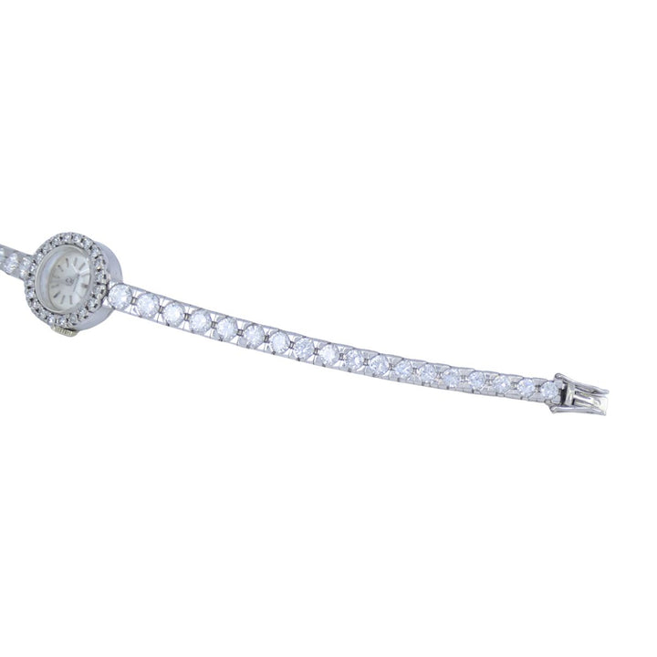 Vintage Longines Swiss 18k White Gold Diamond Lady's Wrist Watch