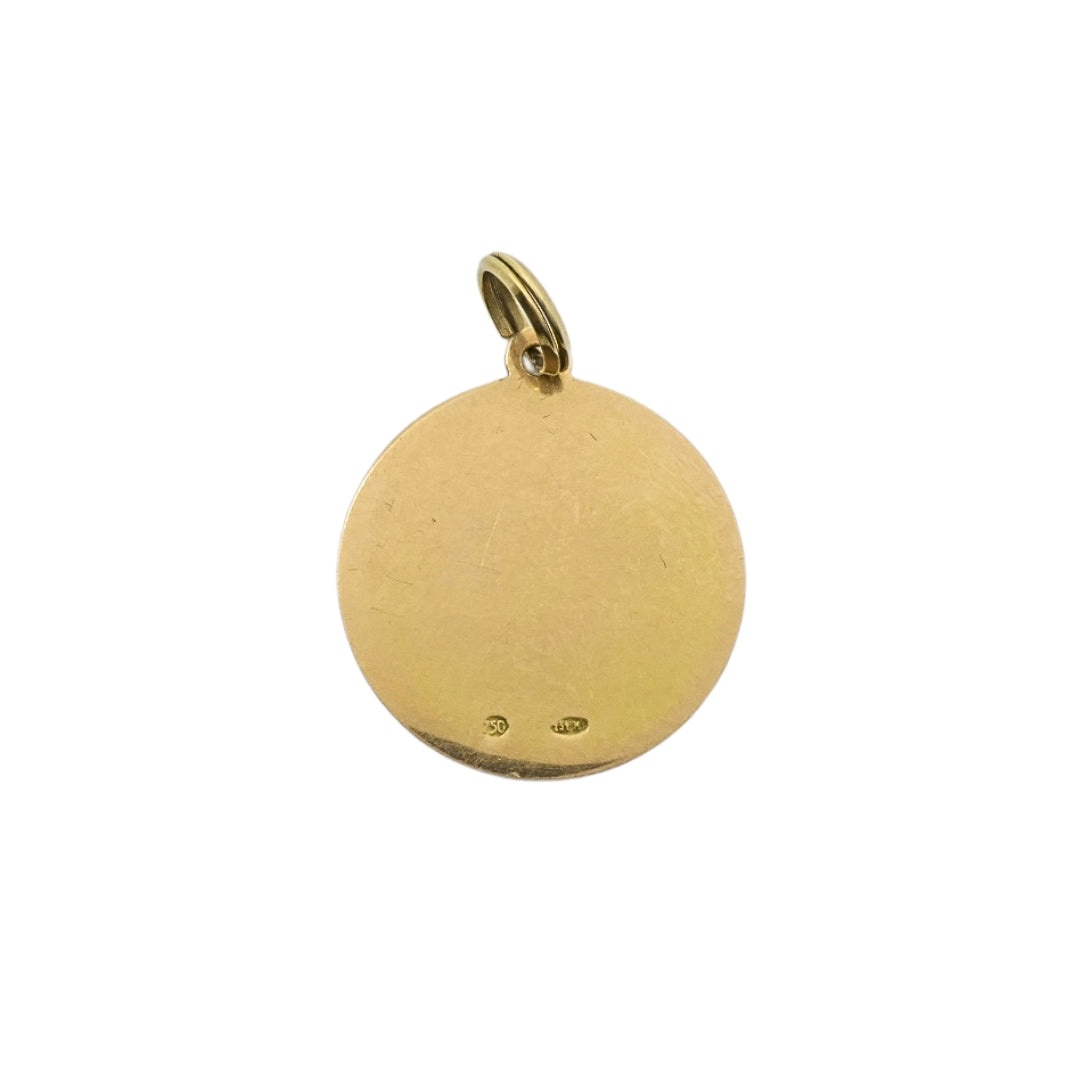 Vintage 18k Gold Red Enamel Necklace Pisces Pendant Zodiac Medallion