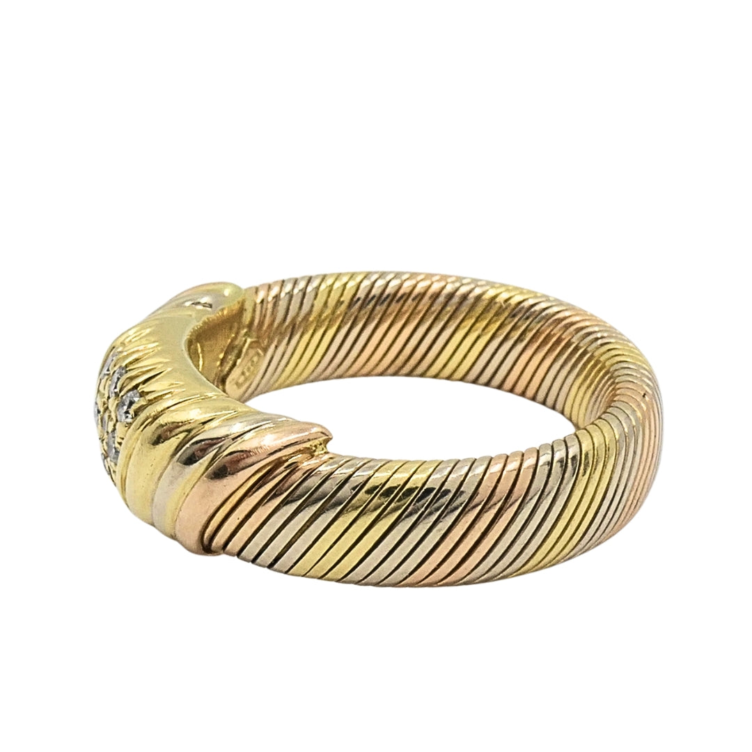 Cartier 18k Tri-Color Gold Diamond Band Ring