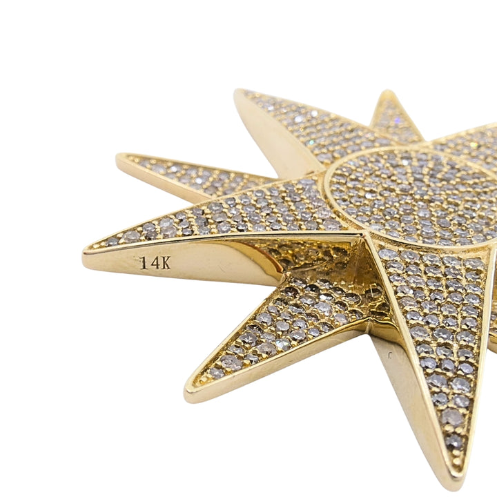 14k Gold Diamond Starburst Pendant Chain Necklace