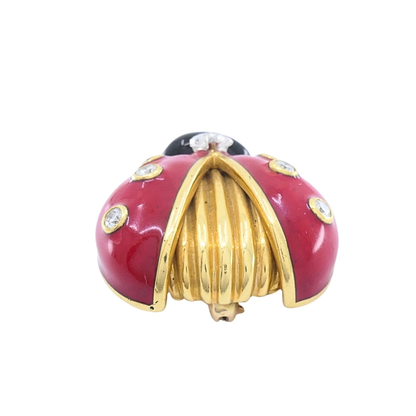 Oscar Heyman 18k Gold Diamond Enamel Ladybug Brooch