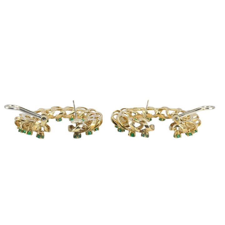 Vintage Asprey & Co. 18k Gold Diamond Emerald Circular Earrings