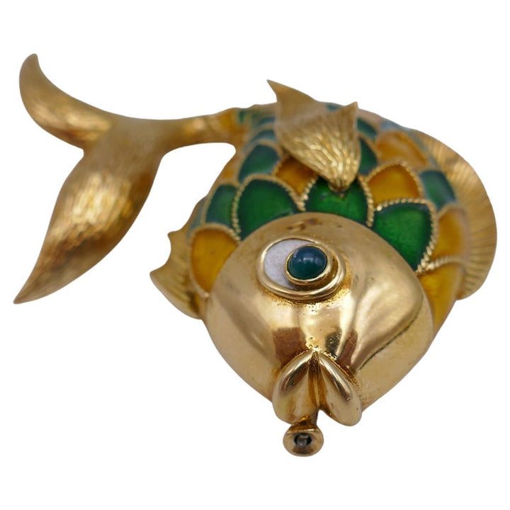 Boucheron Pendant Gold Brooch Fish