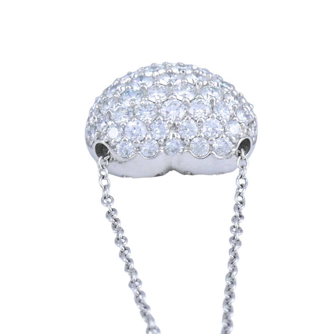 Cartier Pave Diamond Platinum Heart Pendant Necklace